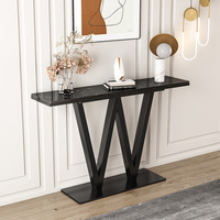 Nouvelle table console en marbre de style chinois avec structure métallique - Design multifonctionnel mural, léger et luxueux, minimaliste et moderne pour