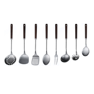 Ensemble d'ustensiles de cuisine <span class=keywords><strong>en</strong></span> acier inoxydable <span class=keywords><strong>en</strong></span> gros avec manche <span class=keywords><strong>en</strong></span> <span class=keywords><strong>bois</strong></span>, <span class=keywords><strong>louche</strong></span>, ustensiles de service pour la cuisine à domicile - Product Image 2