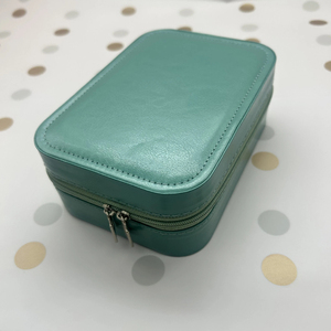 Portable Leather Makeup Case Jewelry Cosmetic Travel Organizer Custom Green Beauty Case <b>with</b> LED <b>Mirror</b> - Product Image 4