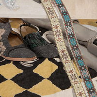 Ruban Jacquard Tissé à Haute Ténacité Style Ethnique Motifs Floraux Géométriques pour Vêtements Sacs Chaussures Accessoires Largeur 2.5