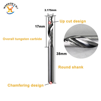 Warrior's Spiral Cutter Router Bit 3.175/4/6/8mm 1 Flûte CNC End Mill Fraise Personnalisée OEM Acier Aluminium Routeur Bits