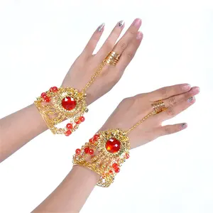 Women's Diamond Bracelet and Hand Ring Performance Wear Accessories for Indian Dance Belly Dance Style