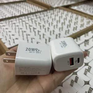 Pengisi daya Cepat Port Usb ganda, untuk Iphone 14 15 adaptor Pd 20w Usb c Qc 3.0 colokan EU AS pengisi daya dinding A + c