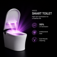 WC intelligent de luxe monobloc avec bidet intégré, cuvette électronique, toilette automatique avec fonction anti-éclaboussures et mousse