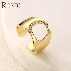 라콜 RP5068 2026 트렌디 패션 주얼리 18K 금도금 오픈링 힙합 남성 반지 조절 가능한 허그 링 여성용 주얼리 - Product Image 3