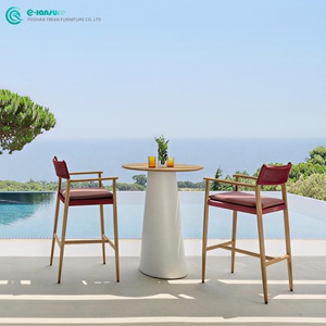 Meubles de jardin de style rétro, chaise de <span class=keywords><strong>bar</strong></span> <span class=keywords><strong>en</strong></span> <span class=keywords><strong>teck</strong></span> avec cadre <span class=keywords><strong>en</strong></span> bois, table de <span class=keywords><strong>bar</strong></span> ronde <span class=keywords><strong>en</strong></span> bois avec chaise haute <span class=keywords><strong>en</strong></span> corde tressée pour bistro - Product Image 2