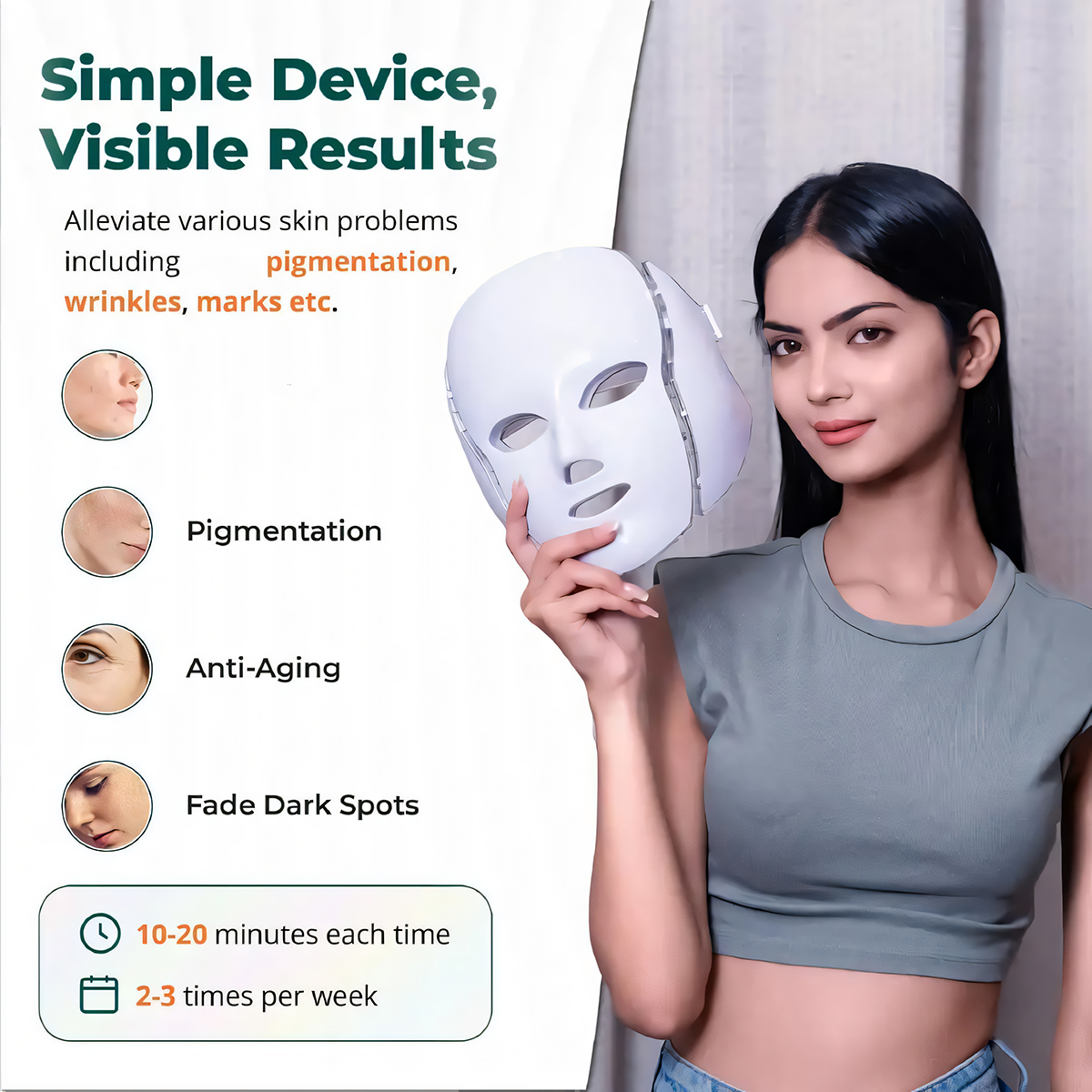 led facial light therapy device