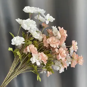 5 ראשים היביסקוס פרח מלאכותי קישוט חתונה סידור פרח משי היביסקוס סיריקוס פרח מלאכותי סיטונאי