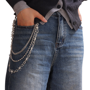 โซ่คาดเอวหลายชั้นแบบหนามแหลม สไตล์ทิเบตสีเงิน ฮิปฮอป พังก์ สำหรับงานปาร์ตี้ แฟชั่นเครื่องประดับร่างกาย - Product Image 6