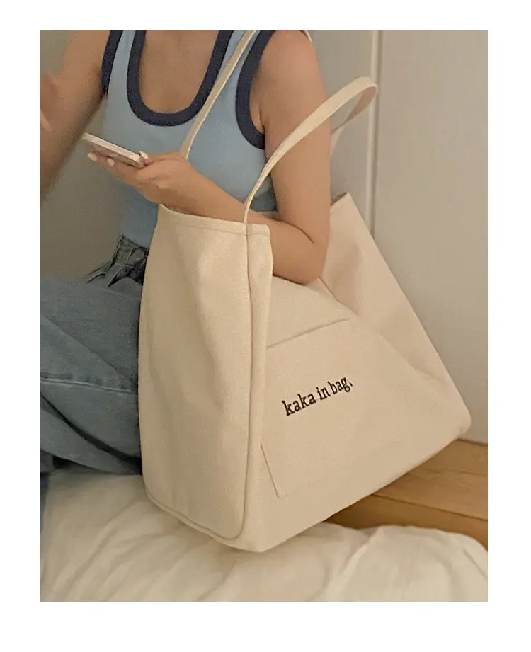 Kustom gaya baru tas wanita SATU bahu kurir tas belanja kanvas besar
