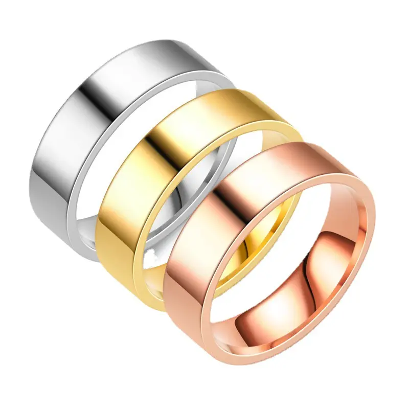 6Mm Effen Gouden Ring Vrouwelijke Robuuste Betrouwbare Roestvrijstalen Ringen
