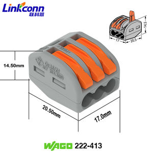 Conectores de Cable de 3 Calibres CUL CE UKCA, Conector de Cable de Empuje 222-413, Conector de Empalme con Palancas, Terminales de Conexión Rápida WAGOS - Product Image 3