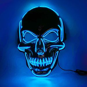Masque de fête LED lumineux pour Halloween, Noël, anniversaire, avec inscription noire, en PVC, écologique, réutilisable, masque facial d'<span class=keywords><strong>horreur</strong></span> rechargeable - Product Image 1