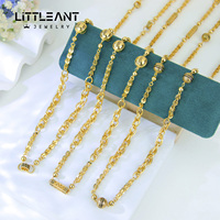 Collier long luxueux imperméable avec petites perles dorées plaqué or 21 carats de Dubaï pour femmes