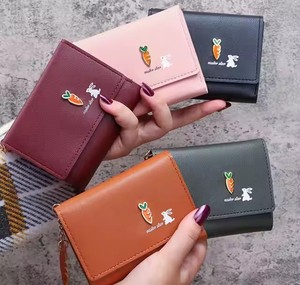 THK0179 Monedero pequeño con diseño de conejo multifunción para mujer, billetera portátil de tres pliegues con cierre abierto con tarjetero - Product Image 5