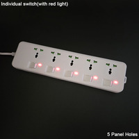 Multiprises universelles avec protection intégrée contre les surtensions, prises individuelles à 5 voies et interrupteurs intégrés