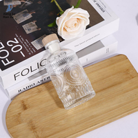 Offre Spéciale – Bouteille en Verre Transparente à Rayures Verticales, Style Colonne Romaine, 200 ml, pour Diffuseur à Bâtonnets, avec Bouchon en Liège