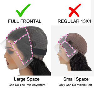 شعر مستعار بكثافة 250 ودانتيل أمامي عالي الوضوح باللون الأسود الطبيعي، شعر مفرود للنساء، شعر مستعار من الشعر البشري مقاس 13x4، منتوف مسبقاً وبدون صمغ - Product Image 4