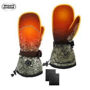 Mydays科技防风防寒防水触摸面板兼容男女通用迷彩加热手套，用于滑雪滑雪板徒步旅行