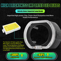 Lentille de projecteur LED xénon 12V 2,5'' 3'' Masque de lampe Angel Eye Blanc Auto LED DRL Phare avec anneau halo Neuf 12V