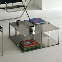 Étagère de sol modulaire à trois niveaux en acier inoxydable brossé argenté, style simplicité moderne, pour salon, rangement latéral empilable