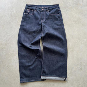 بنطال جينز رجالي مخصص للرجال جينز جينز فضفاض من الدنيم الخام للرجال جينز دينيم بحافة ضيقة - Product Image 4