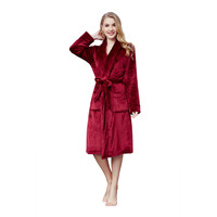 Herfst Winter Flanellen Nachthemd Met Verlengde Fruit Kraag Revers Koraal Fleece Front Generatie Voor Dames Mannen Solide Patroon
