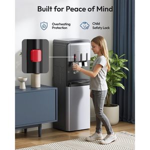 Distributeur d'eau sans bouteille Euhomy, 3 réglages de température (chaud, froid, tiède), certifié, double filtre, auto-nettoyant UV, en acier inoxydable - Product Image 6