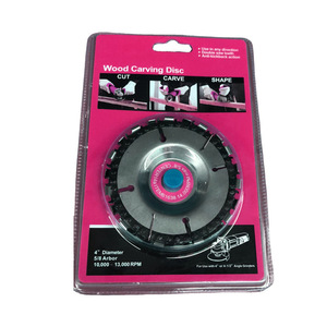 Disque de sculpture sur bois de 4 pouces avec tige de 5/8 pour meuleuse d'angle, pour couper, sculpter et façonner - Product Image 1