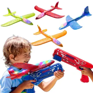 Fabrikant Hot Selling Katapult Vliegtuig Gun Launcher Speelgoed Gooien Led Foam Lucht Vliegtuig Speelgoed Voor Kinderen Buiten Spelen