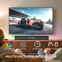 Barre de son KENUO OEM 2.0CH avec USB/TF/AUX/FM/affichage de l'heure/lumière RGB karaoké, sans fil, 20W, pour home cinéma et télévision
