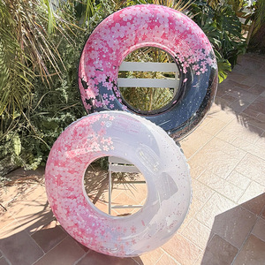 Cherry Blossom <b>Inflatable</b> Swimming Ring Adult Thickened Pool <b>Float</b> With Sequins For Pool Water Park Unisex Environmentally - Product Image 2