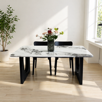 Table à manger moderne haut de gamme très vendue, plateau rectangulaire en marbre blanc, pieds en métal, 4 places, mobilier de salle à manger pour appartement, livraison directe