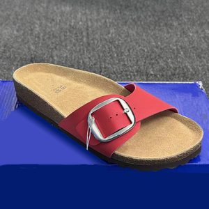 รองเท้าแตะหนังแท้ขายส่ง หนังกลับปักลาย พื้นไม้ก๊อก รองรับอุ้งเท้า พื้น EVA น้ำหนักเบา ระบายอากาศได้ดี สำหรับผู้หญิง แบบ Birkenstocks - Product Image 1