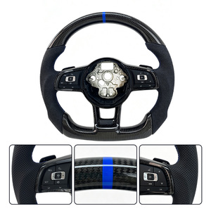 Volant sport en cuir perforé en fibre de carbone pour Volkswagen <span class=keywords><strong>Golf</strong></span> 5 6 <span class=keywords><strong>7</strong></span> R MK5 MK6 MK7 <span class=keywords><strong>Gti</strong></span> Polo Passat CC B8 B6 - Product Image 2