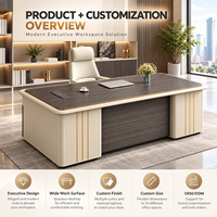 Bureau de direction moderne et luxueux en bois sur mesure, bureau de PDG, table de patron, bureau de directeur, poste de travail exécutif, mobilier de bureau