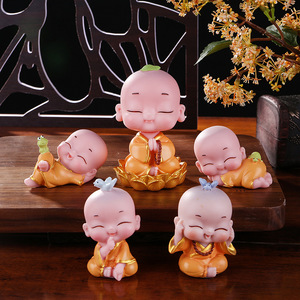 Decorazioni in resina per Figure di cartone animato piccolo monaco statua di Buddha in ceramica popolare - Product Image 4