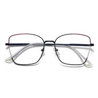 Gafas de Metal Cuadradas para Mujer con Logotipo Personalizado, Montura de Moda con Combinación de Colores, Gafas Ópticas Anti Luz Azul para Mujer
