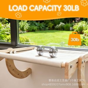Hamaca rectangular de madera con ventosa para gatos, cama ajustable para ventana, para uso en todas las estaciones. - Product Image 3