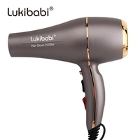 Sèche-cheveux ionique professionnel Lukibabi 2200W à haute vitesse avec diffuseur gratuit pour usage domestique et en salon
