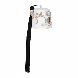 หมวก doi PHA FEZ-ขนสัตว์สีขาวบริสุทธิ์พร้อมพลอยเทียม (2แถว) ปรับแต่งชื่อลอดจ์และตราสัญลักษณ์ OEM serviced - Product Image 1