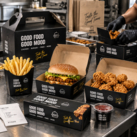 Fabricant de contenants jetables en carton pour emballages alimentaires personnalisés avec logo pour hamburgers, ailes de poulet, frites, pour les marques de livraison à emporter