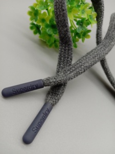 Custom Engraved Logo Cotton <b>Drawstring</b> Cord Colored Flat Hoodies <b>Drawstring</b> with Plastic Metal Tips - Product Image 3