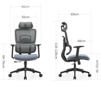 Chaise de bureau pivotante moderne de style exécutif avec accoudoirs et appui-tête réglables, design ergonomique en maille pour la maison, le bureau et l'hôtel