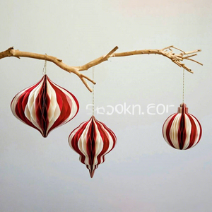 Palline di Carta Decorative Natalizie, Design Creativo <span class=keywords><strong>Bianco</strong></span> e Rosso, Pendenti per Interni, Vendita Calda per Capodanno, Festa di Primavera, Compleanno - Product Image 5