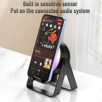 Chargeur sans fil 3-en-1, enceinte Bluetooth avec lumière LED RGB, support de téléphone pour la maison et les fêtes