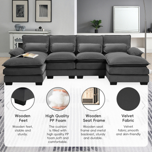Ở nước ngoài kho chúng tôi kho hiện đại hình chữ U cắt sofa với eo gối ghế điền vào vật liệu: Bọt Túi mùa xuân sofa - Product Image 3
