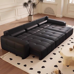 Functional Three Seat <b>Inflatable</b> Sectional Bed Living Room 2025 New Model Retractable Reclining Genuine Leather Retractable Recl - Product Image 3