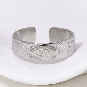 Anillos Abiertos <span class=keywords><strong>de</strong></span> Acero Inoxidable con Diseño Misterioso <span class=keywords><strong>del</strong></span> <span class=keywords><strong>Ojo</strong></span> <span class=keywords><strong>de</strong></span> <span class=keywords><strong>Horus</strong></span> para Hombre y Mujer - Product Image 3
