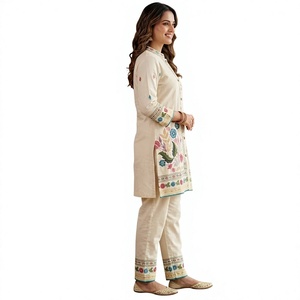 Women's Indian Ethnic Digital Print Cotton Salwar Kameez Set Beige Regular Fit Formal Style Graduation <b>Wedding</b> Casual Moisture - Product Image 4